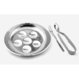 Talíř na šneky s vidličkou a kleštěmi