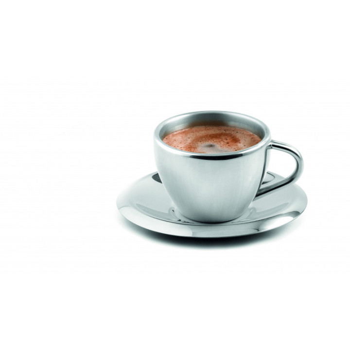 Nerez hrníček na kávu s podšálkem - 220 ml