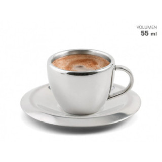 Šálek s podšálkem na espresso nerez - 55 ml