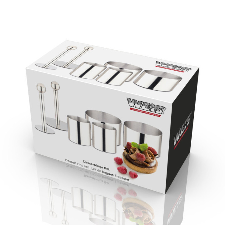 Sada 4 dezertních kroužků včetně 2 zatlačovačů